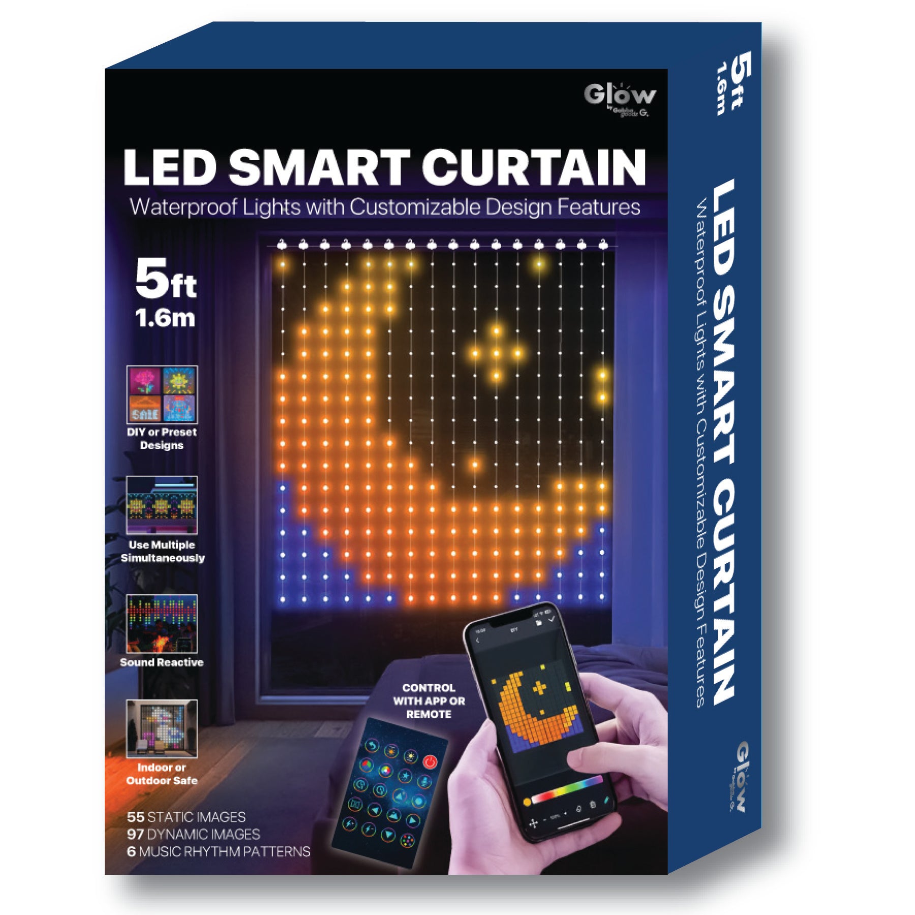 5ft RGB LED Smart Curtain Light – Remote and App-Controlled